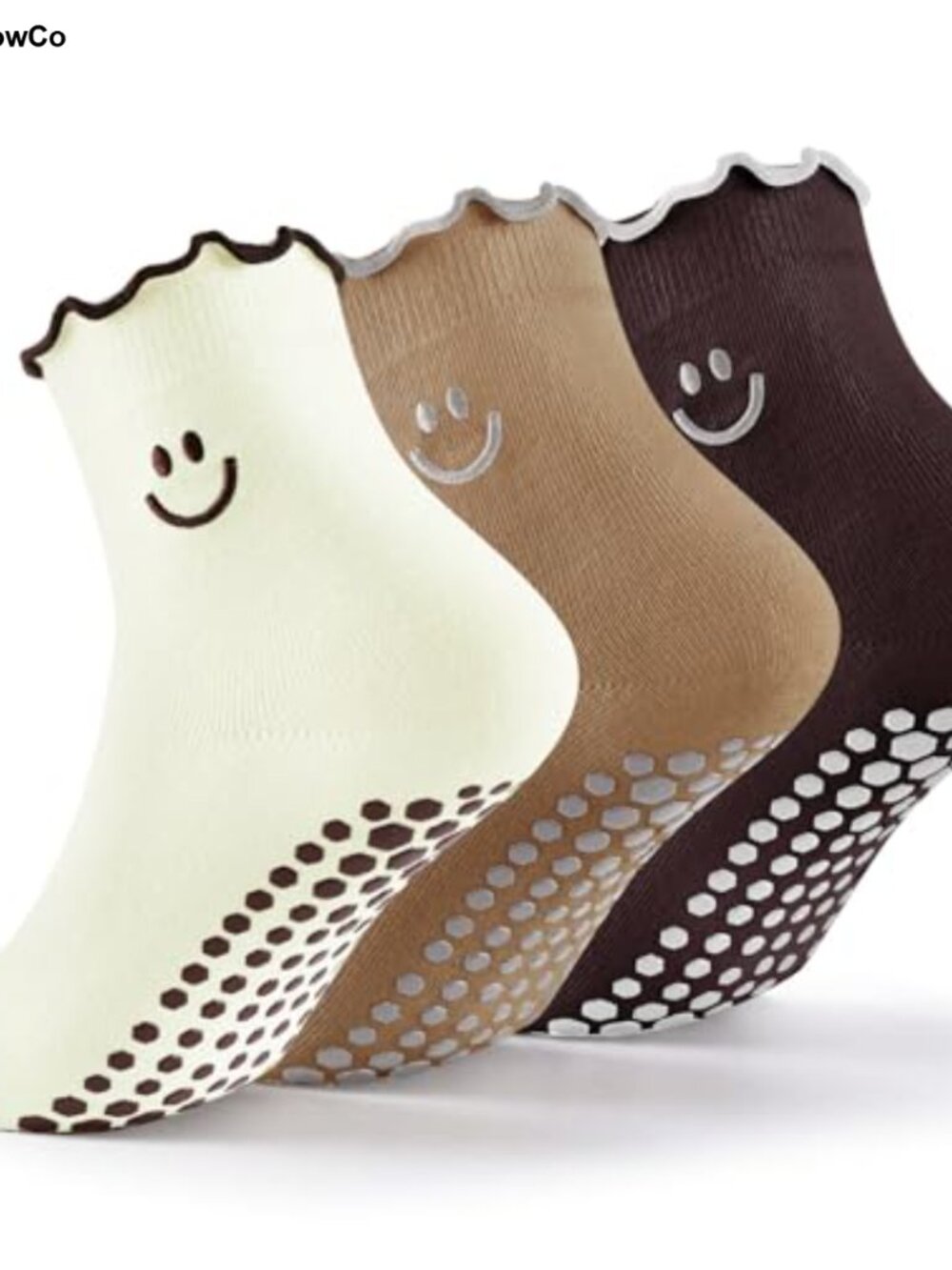 Non-Slip Grip Pilates Socks Women Cotton Yoga Barre Crew